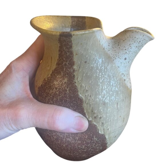 Vintage Wishon Harrell Studio Pottery Vase Yellow & Brown Abstract Design - Picture 9 of 12